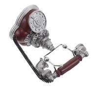 SMASOLO Figurine Téléphone Fixe Rétro en Résine Rouge Décoration Intérieure Vintage Western pour Salon Chambre ou Bureau Ornement Téléphonique D’Étagère Style Américain Classique