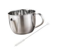 SMASOLO Filtre à Graisse en Acier Inoxydable 304 Bol Séparateur de Soupe et Huile Couvercle et Brosse, Passoire Alimentaire Cuisine Maison et Restaurant, Ustensile Professionnel