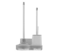 SMASOLO Kit Brosse WC Mural avec Ventouse Plastique Robuste Blanc et Gris Ensemble de Nettoyage pour Salle de Bain Gain de Place Compatible la Plupart des Toilettes Essentiel pour