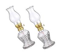 SMASOLO Lampe à Pétrole Vintage en Verre Transparent Lot de 2 Style Rétro Queue de Poisson Éclairage d'urgence Longue Durée pour Usage Intérieur et Extérieur Lanterne Décorative pour