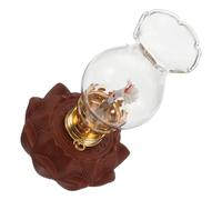 SMASOLO Lanterne à Huile Lotus en Céramique Petite, Lampe à Pétrole D’intérieur Coupe-Vent, Lampe de Prière pour Temple, Éclairage Zen pour Salon de Thé et Espace Bouddhiste
