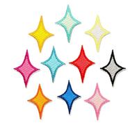 SMASOLO Lot de 10 Écussons Thermocollants Brodés Étoiles Colorées Mini Appliqués Décoratifs pour Vêtements Filles Accessoires DIY pour Vestes Paquet à Dos et Couture Créative