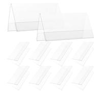 SMASOLO Lot de 10 Porte-Noms en Plastique Transparent Double Face 12X6 CM Chevalets de Table Réversibles pour Bureau Étiquettes Nominatives pour Réunions Conférences et Événements
