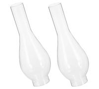 SMASOLO Lot de 2 Abat-Jours en Verre Clair pour Lampe à Huile 38 Trous Long Modèle Remplacement D’Abat-Jour pour Lampe à Pétrole Vintage Couvercle en Verre Résistant pour Salon et