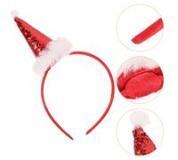 SMASOLO Lot de 2 Bandeaux de Noël Garçon et Filles Mini Bonnet Rouge en Peluche Accessoires de Fête pour Cheveux Serrage-Tête Doux et Confortable pour Noël Décoration Festive pour