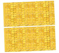 SMASOLO Lot de 2 Rideaux à Franges Carrées Dorées 1x2m en Feuille D'aluminium, Décorations Fête Anniversaire Mariage, Rideau à Franges Paillettes pour Fond Photo et Scène