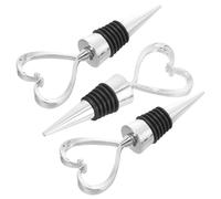 SMASOLO Lot de 3 Bouchons de Bouteille de Vin en Métal de Cœur Réutilisables et Hermétiques Présent Mariage Original Compatibles Bouteilles de Vin Bière et Huile Fermeture Étanche