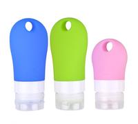 SMASOLO Lot de 3 Bouteilles de Voyage Cosmétiques Souples 38 Ml Rose 60 Ml Bleu 60 Ml Vert en Silicone Alimentaire pour Shampoing et Gel Bain Portable Étanche pour Voyage