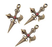 SMASOLO Lot de 3 Pendentifs Croix Vajra en Laiton pour Hommes, Décoration Antique Dorée, Charmes Bouddhistes, pour Artisanat, Bijoux, Décorations de Bureau et Présents Spirituels