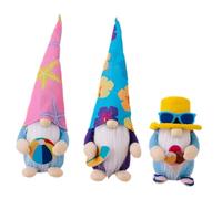 SMASOLO Lot de 3 Poupées Gnomes Océanique Décoratives D'été, Figurines en Peluche Planche de Surf, Ballon de Plage et Glace, Décoration Rustique pour Bureau et Maison, Accessoires Plage