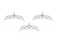 SMASOLO Lot de 3 Serrage-Têtes Diadèmes en Strass pour Filles Couronnes Légères en Strass Rose Violet et Couleur Paille Accessoires de Fête d'Anniversaire Garçon et Filles Coiffures