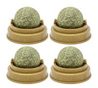 SMASOLO Lot de 4 Balles à Lécher pour Chat Herbe à Chat Naturelle Rotatif de Balle Verte Promoteur de Digestion et Friandise pour Animal de Compagnie Accessoires Interactifs