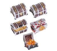 SMASOLO Lot de 5 Boîtes à Trésors Miniatures Dorées en Résine pour Aquarium, Décorations de Micropaysage D’Aquarium Compactes et Stables, Accessoires Décoratifs Étanches pour Paysage