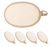 SMASOLO Lot de 5 Éponges Exfoliantes en Luffa Naturel Bain Visage Disques Blancs Bordure Café Nettoyage Corporel Doux Exfoliant Visage et Corps Usage Quotidien et Voyage