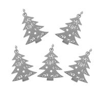 SMASOLO Lot de 5 Pendentifs Sapin de Noël en Acier Inoxydable Couleur Acier Mini Breloques pour Création de Bijoux Colliers Bracelets et Décorations Festives