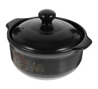 SMASOLO Marmite à Soupe en Céramique 1,6L Couvercle Résistant la Flamme Nue, Casserole pour Cuisson Saine de Cocottes et Plats Mijotés, Usage Domestique pour 1-2 Personnes