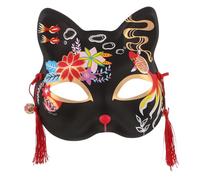 SMASOLO Masque Chat Japonais Kabuki Demi-visage pour Cosplay Fête Halloween Déguisement Catégorie Décorations
