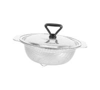SMASOLO Panier de Lavage Acier Inoxydable avec Couvercle Perforé Passoire Multifonction pour Fruits Légumes et Riz Panier de Drainage Ultra Fin pour Cuisine