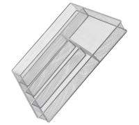 SMASOLO Panier de Rangement pour Couverts Organisateur Compact à Compartiments Design Maille Respirante pour Cuisine et Salle à Manger Bac à Couverts Argenté