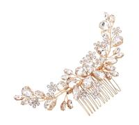 SMASOLO Peigne à Cheveux de Mariée Cristal Doré Accessoire Élégant pour Coiffures de Mariage et Fêtes Ornements Strass Clip Métallique pour Chignons Sophistiqués