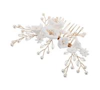 SMASOLO Peigne à Cheveux de Mariée en Argile Blanche Accessoire Élégant Coiffure de Mariée 1 Pièce Solide pour Mariage Peigne Latéral