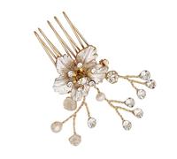 SMASOLO Peigne à Cheveux Orné de Strass en Alliage Doré pour Mariée Accessoire Coiffure Fleur Mariage Fête Gala