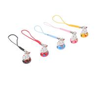 SMASOLO Pendentif Cloche en Cuivre Maneki Neko, Ornement Suspendu Chat Kawaii, Lot 5pcs, Accessoires Téléphone Portable, Taille Petite, Couleur Aléatoire, Décoration Porte-clés Chance, Style Japonerie