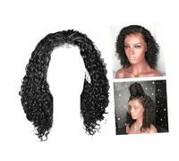 SMASOLO Perruque Courte Bob Frisée Synthétique Résistante Chaleur avec Front Lace pour Femmes Style Ondulé Confortable et Respirante Légère