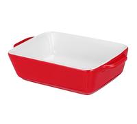SMASOLO Plaque de Cuisson Poterie Rectangulaire Rouge pour Four et Micro Ondes Ustensile de Cuisson Écologique Facile à Nettoyer Épaisseur Moyenne Compatible Plats Au Four
