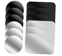 SMASOLO Plaques Métalliques Adhésives Rectangulaires et Rondes Universelles pour Support Téléphone Voiture, Compatibles Supports Magnétiques, Acier Inoxydable, Pack 12 Pièces Noir Mat et Argenté