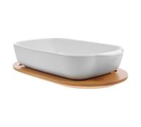 SMASOLO Plat de Cuisson Céramique Rectangulaire avec Latérales Plateau de Rôtissage Résistant Chaleur pour Gratins Lasagnes et Rôtis avec Base pour Repas Familiaux et Cadeaux