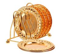 SMASOLO Plateau de Service Élégant 7 Pièces en Métal Doré Diamanté Support de Rangement Compact pour Assiettes et Snacks Accessoire la Cuisine Multifonction pour Maison et Événements