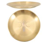 SMASOLO Plateau Rituel Tarot Laiton Lot de 2 Plateaux Ronds Pentacle Porte-Bougies Rangement Objets Rituels Accessoires Cérémonie Décoration Usage Religieux