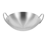 SMASOLO Poêle Wok en Acier Inoxydable Épais 34 Cm Double Oreilles, Wok Traditionnel pour Cuisinière Électrique, Poêle à Frire Anti-rayures et Résistante à L’usure, Ustensile la Cuisine