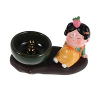 SMASOLO Porte Céramique Vintage avec Dame Chinoise Brûleur pour Bâtons Diffuseur Parfumé Polyvalent pour Bureau Yoga et Relaxation