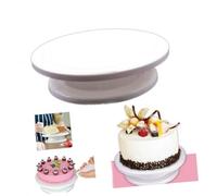 SMASOLO Présentoir à Gâteau Rond Plastique Alimentaire Base Tournante Manuelle Support Décoratif Résistant Graisse pour Mariage et Anniversaires