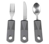 SMASOLO Set Ustensiles Adaptatifs Anti-tremblement pour Personnes Âgées Couverts Ergonomiques avec Poignée Antidérapante Kit Multi-usages Inoxydable