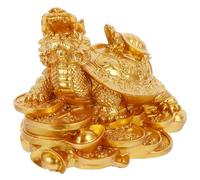 SMASOLO Statue Résine Tortue Dragon Décor Maison Feng Shui Richesse Ornement Feng Shui Or