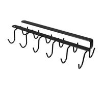 SMASOLO Support Coulissant à 12 Crochets Noirs sans Perçage pour Porte-Tasses à Café sous Placard Organisateur Suspendu Compact Cuisine Rangement Pratique Mugs et Tasses