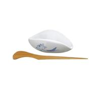 SMASOLO Tea Vessel Ceramic With Tea Spoon Scoop Chinese Ceramic Leaf Holder And Bean Display Tray Vintage Style Accessory For Elegant Rituals