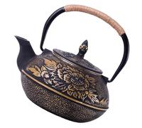 SMASOLO Théière en Fonte 900 Ml Motif Pivoine Bouilloire Traditionnelle Chinoise sans Revêtement pour Maison et Salon de Thé Bouilloire à Thé Vintage Pratique et Résistante