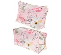 SMASOLO Trousse De Maquillage Paquet De Rangement De Voyage 2 Pièces Format Dumpling Motif Flamant Rose Léger Portable pour Femmes Fille Paquet à Cosmétiques Organisation Voyage