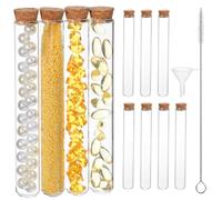 SMASOLO Tubes à Essai en Verre Transparent Bouchons Liège, Kit 16 Pièces Entonnoir et Brosse, Support pour Expériences Scientifiques Garçon et Filles