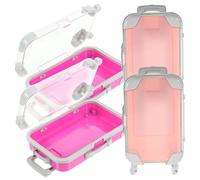 SMASOLO Valise à Maquillage Mini Portable 4 Pièces Petites Tailles Rose Clair Et Rose Foncé Rangement Pour Pinceaux Maquillage De Voyage Accessoires Pour Femmes Et Filles