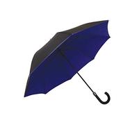 SMATI Parapluie Canne - Design - DOUBLE Toile - Chic - Très SOLIDE - Anti Vent - Baleinage en FIBRE - Couleur (BLEU)