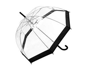 Smati Parapluie Cloche/Dôme Transparent pour Femme - Système d'ouverture Automatique - Large Protection avec Diamètre 85cm - Résistant au Vent - Bordure Noire - Susino