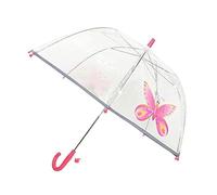 SMATI Parapluie enfant transparent cloche - Bordure fluorescente (Rose Papillon)