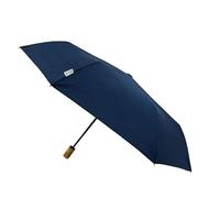 SMATI Parapluie femme en tissu Recyclé - objet écologique, solide anti vent, automatique ouverture fermeture, poignée en bois ; Parapluie Pliant Compact Voyage; Couleur Bleu Marine