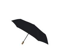 SMATI Parapluie femme en tissu Recyclé - objet écologique - Solide anti vent - automatique ouverture fermeture - Poignée en bois ; Parapluie Pliant Compact Voyage; Couleur Noir
