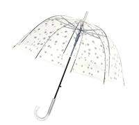 SMATI Parapluie Long - Transparent - Forme Cloche - 8 Baleines en Fibre de Verre - Anti-Vent - Extreme Solide - aux Pois argentés